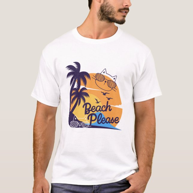 Strand Bitte Cat Summer Fun T-Shirt (Vorderseite)