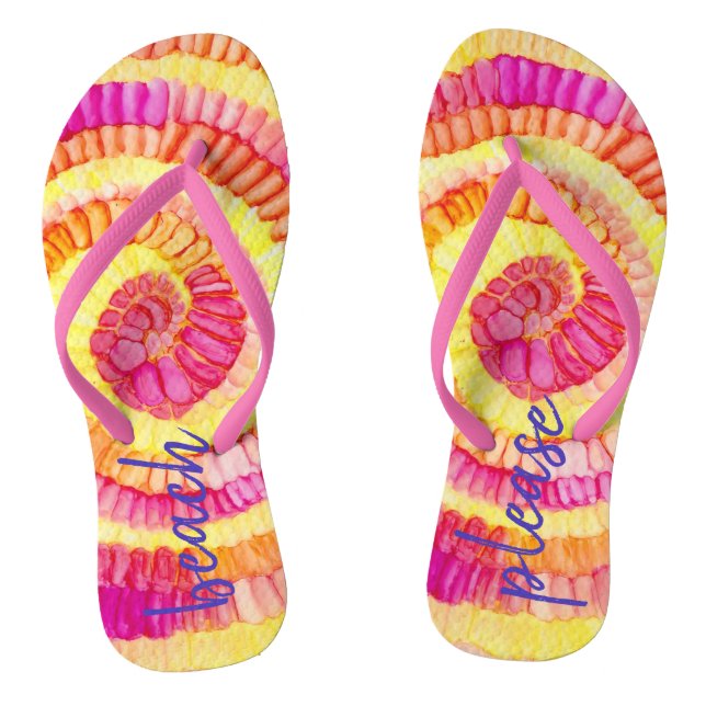 Strand Bitte Flip Flops Gelb, Rosa, Orange (Fußbett)
