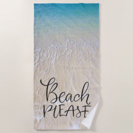 Strand bitte im Spaß-Schriftart mit Ozean-Wellen Strandtuch