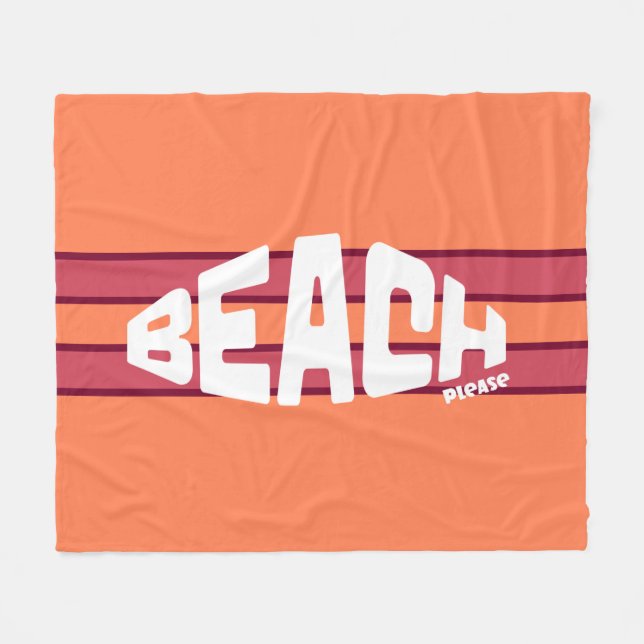 Strand bitte Korallen & Rosa Streifen Fleecedecke (Vorderseite (Horizontal))