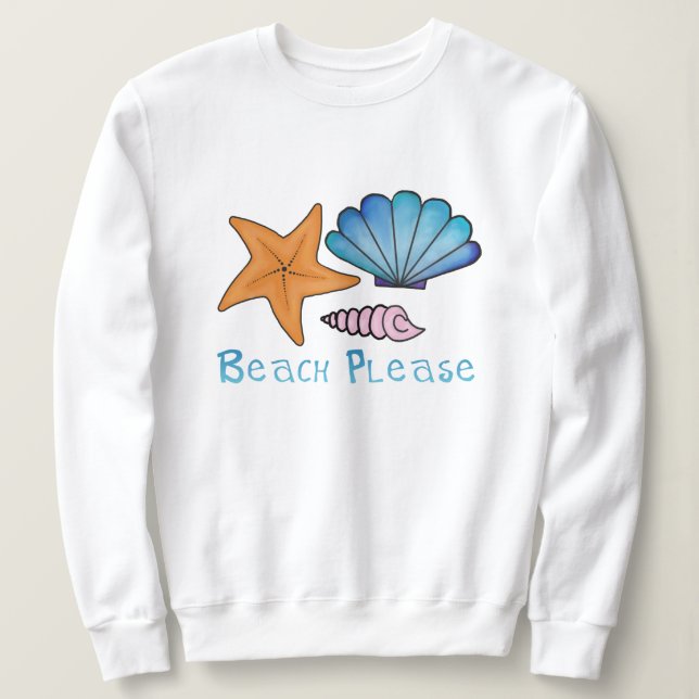 Strand bitte mit Muscheln Sweatshirt (Design vorne)