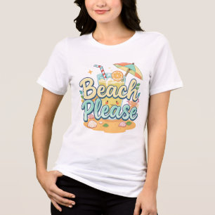 Strand Bitte - Niedlicher Sommer Drink & Regenschi Tri-Blend Shirt