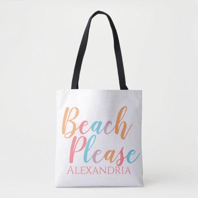 Strand Bitte Personalisiert Name Strand Tote Bag (Vorderseite)