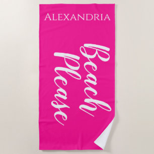 Strand Bitte Personalisiertes Hot Pink Strandtuch