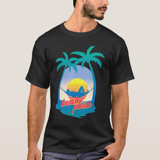 Strand bitte Retro 80er Beach Vacation Palmen T-Shirt (Vorderseite)