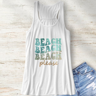 Strand Bitte Retro Blau und Beige Sommer Tank Top