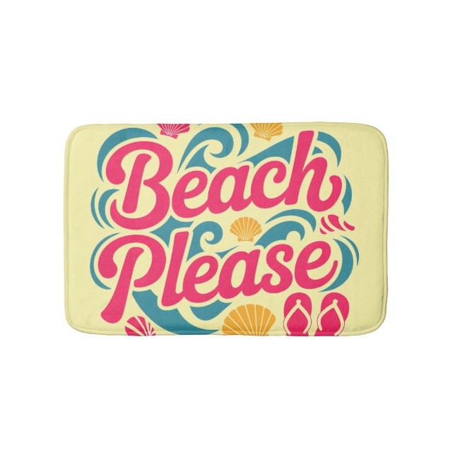 Strand Bitte Retro-Grafik: Rosa Typografie Badematte (Vorderseite)