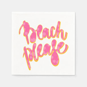 STRAND BITTE rosa u. orange Typografie u. Zitat Serviette