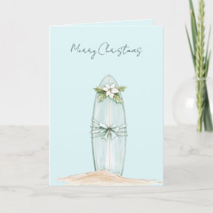 Strand Blau Coastal Surfbrett Weihnachten Karte