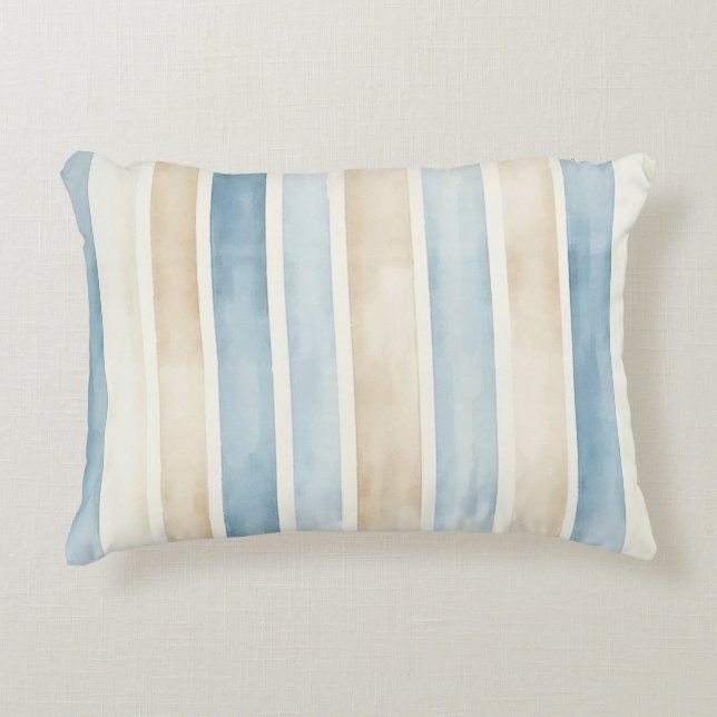 Strand Blau Creme Streifen Dekokissen (Vorderseite)