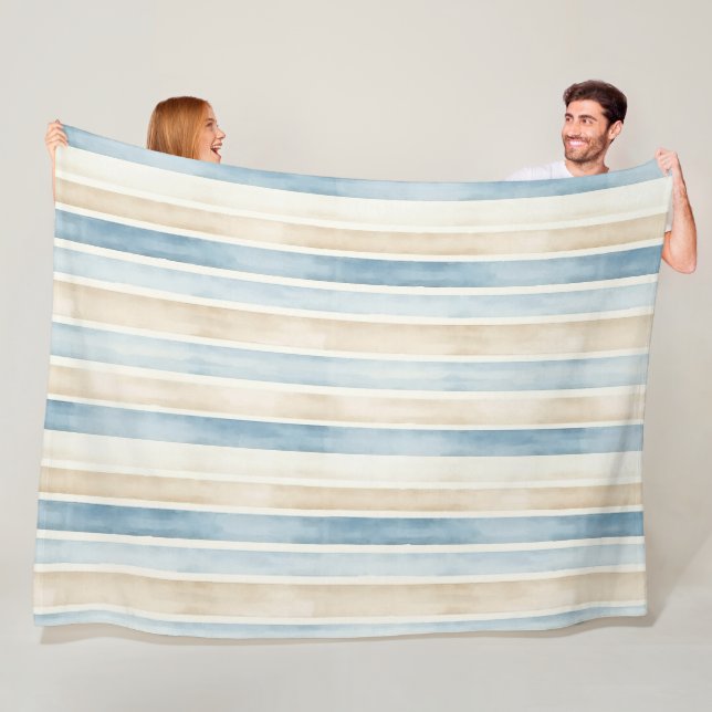 Strand Blau Creme Streifen Fleecedecke (Beispiel)