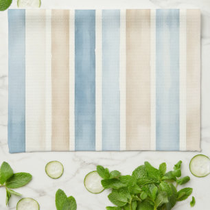 Strand Blau Creme Streifen Geschirrtuch