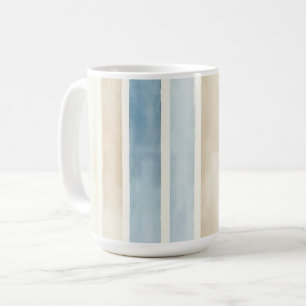 Strand Blau Creme Streifen Kaffeetasse