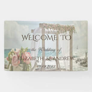 Strand Blumen Retro Bogen Hochzeit Banner