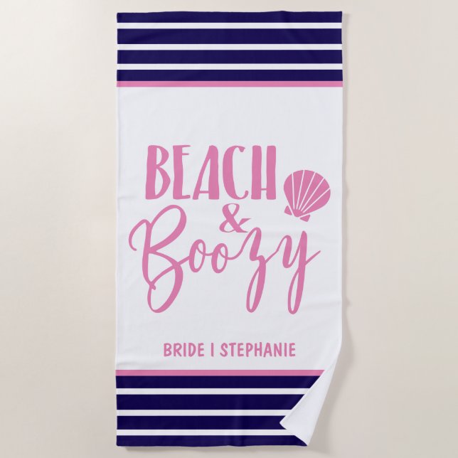 Strand & Boozy personalisierte Braut Strandtuch (Vorderseite)