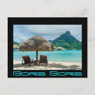 Strand Bora Bora, schwarze Bora-Bora-Postkarte Postkarte