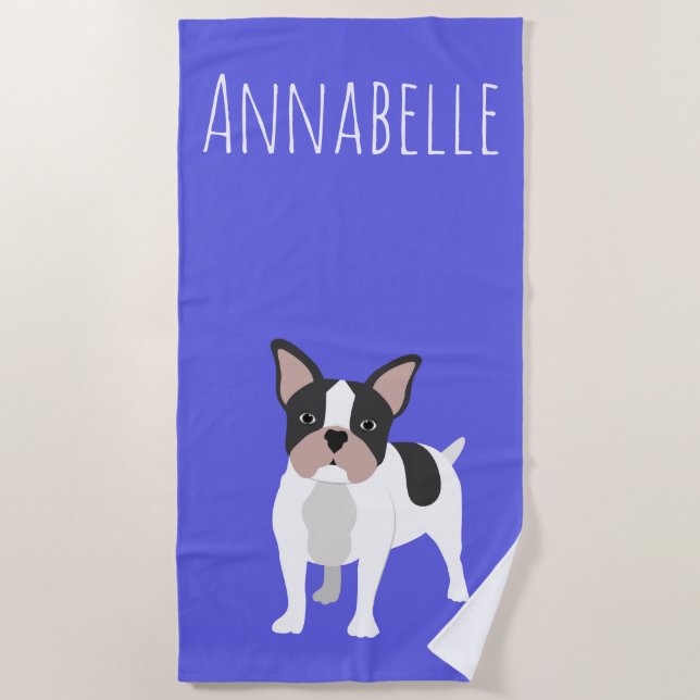 Strand Boston Terrier Personalisiertes Strandtuch (Vorderseite)