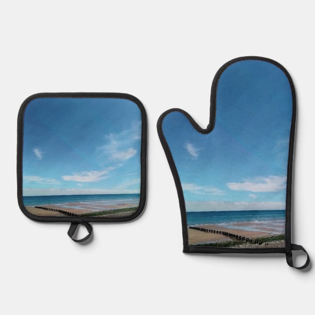 Strand Bridlington Ofenhandschuh & Topflappen-Set (Vorderseite)