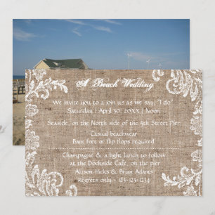 Strand-Burlap-&-Spitze-Hochzeits-Einladung Einladung