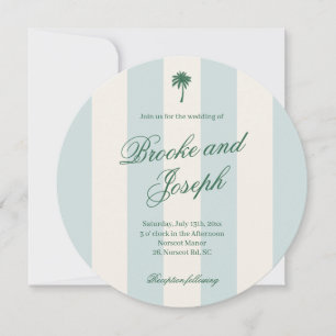 Strand Cabana Retro Blau Hochzeit Inselpalmenstrei Save The Date