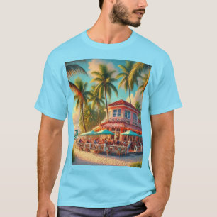 Strand Cafe Aruba Tropical Blau T-Shirt
