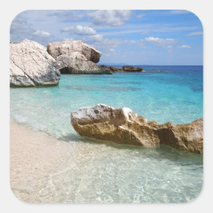 Strand Calas Mariolu, Sardinien-Aufkleber Quadratischer Aufkleber