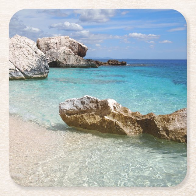 Strand Calas Mariolu, Sardinien-Untersetzer Rechteckiger Pappuntersetzer (Vorderseite)