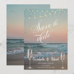 Strand Champagnerglas Save The Date 