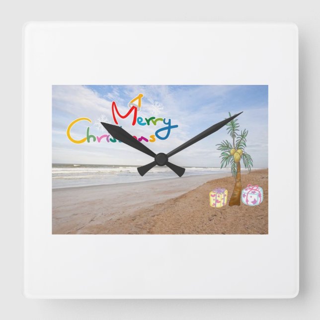 STRAND CHRISTMAS CHRISTMAS KLICKEN QUADRATISCHE WANDUHR (Vorderseite)