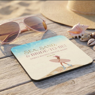 Strand-Cowgirl-Meeres-Sand-Junggesellinnen-Abschie Rechteckiger Pappuntersetzer