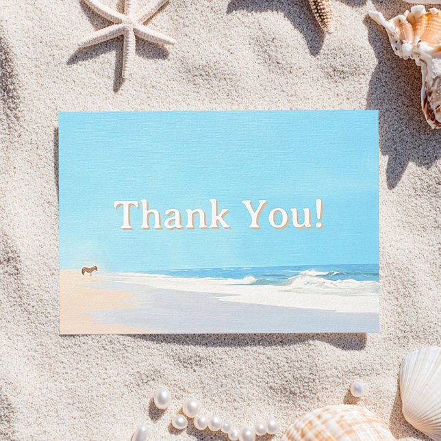 Strand Danke Karte Seascape (Thank You Card Beach Seascape Art with Wild Horse)