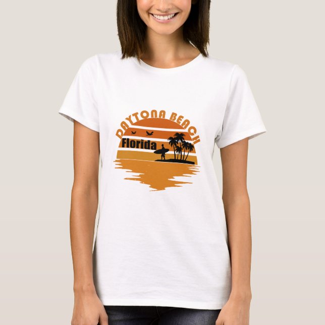 Strand Daytona Vintage Sonnenuntergang Retro-Lands T-Shirt (Vorderseite)