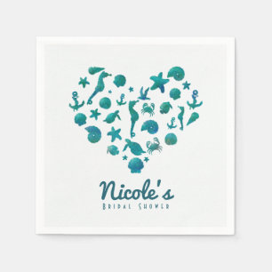 Strand Dinge Teal Wasserfarbe Moderne Chic Party Serviette