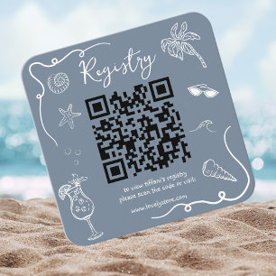 Strand-Doodle-Junggesellinnenabschied QR-Code-Gesc Begleitkarte