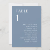 Strand Dusty Blue Sitzplan | Yacht-Hochzeit