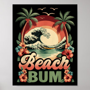 Strand ein Penner Surfwelle vintage tropischer Son Poster