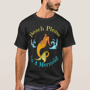 Strand eine Meerjungfrau lustige schwarze Meerjung T-Shirt