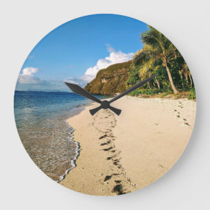 Strand einer Insel in Fidschi Große Wanduhr