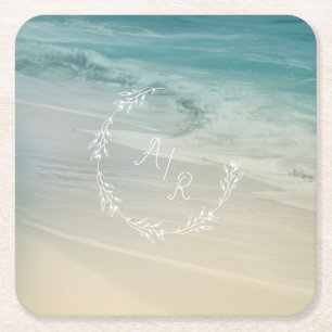 Strand-Event-Monogramm Rechteckiger Pappuntersetzer