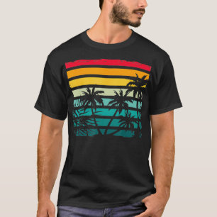Strand Exotische Kokospalmen Retro Tropisch Sommer T-Shirt