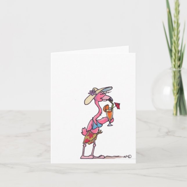 Strand-Flamingo-Cocktail Notecard Karte (Vorderseite)
