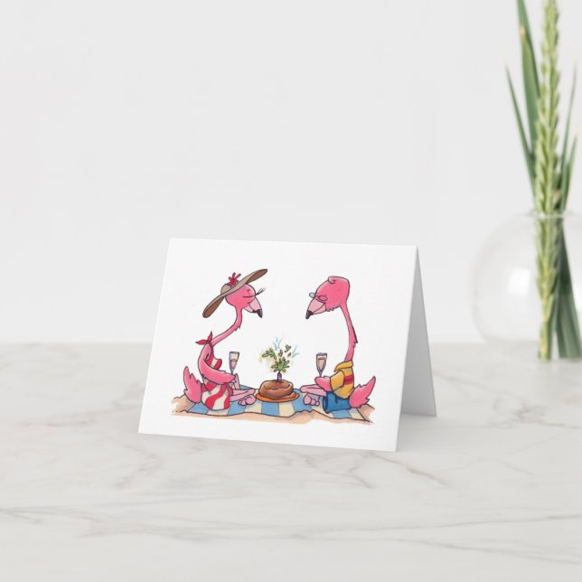 Strand-Flamingo-Picknick Notecard Karte (Vorderseite)