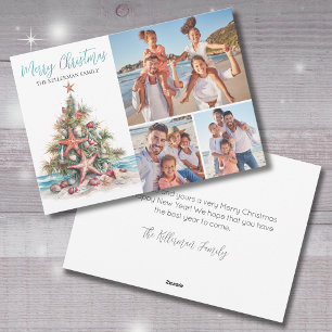 Strand Frohe Weihnachten Familienfoto