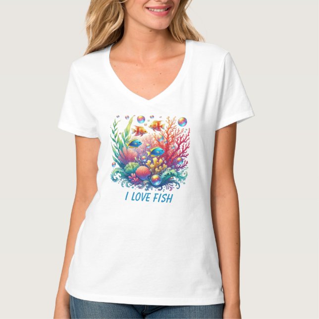 Strand für niedliche Fische T-Shirt (Vorderseite)
