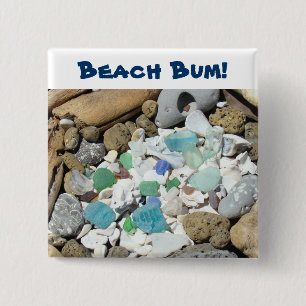 Strand-Gammler! Knöpfe blaues Button