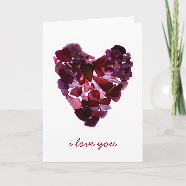 Strand-Glasherz-Karte Feiertagskarte (Vorderseite)