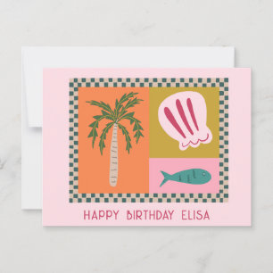 Strand HAPPY BIRTHDAY Modern Süß INDIVIDUELLER Nam Postkarte