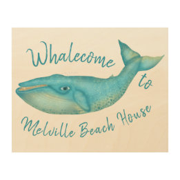 Strand-Haus-Blauwal SeeWhalecome | Name Holzdruck