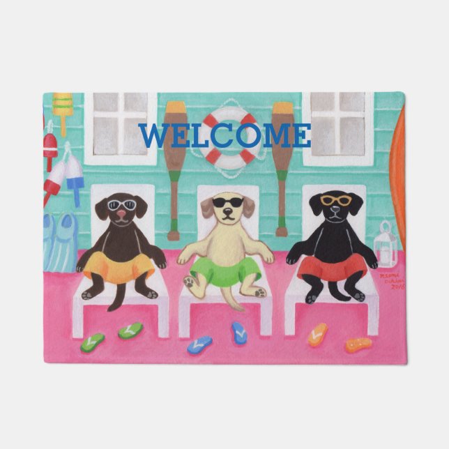 Strand-Haus-Labrador-Jungen-Tür-Matte Fußmatte (Vorderseite)