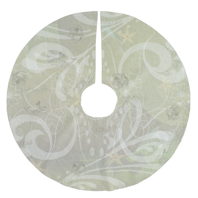 Strand-Haus-Meer Polyester Weihnachtsbaumdecke (Vorderseite)